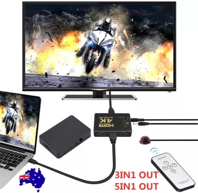 3/5 Port HDMI Switch Switcher Hub w/Remote Control Splitter Box 1080p 4K Full HD