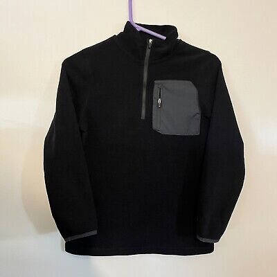 Champion Boys 8-10 Medium Black 1/4 Zip Classic Logo Fleece Sweatshirt