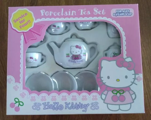 Hello Kitty Tea Set Porcelain NIB  13 pieces Sanrio 1999 Service for 4