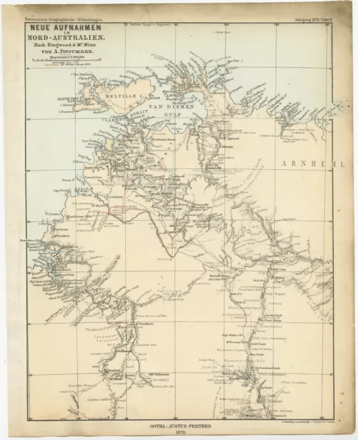 Antique Map of Northern Australia by Petermann (1878)