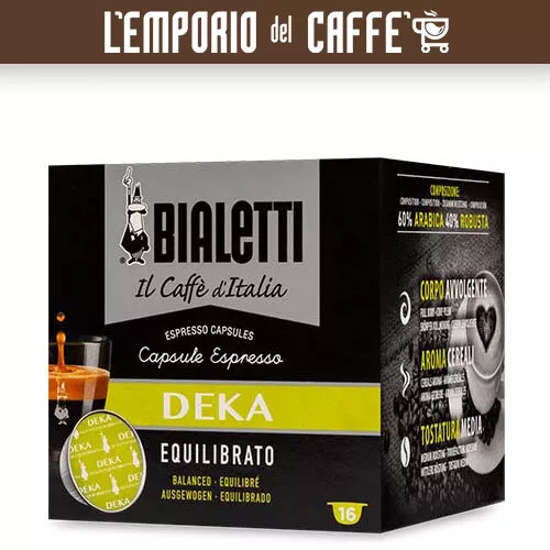 64 Capsules Aluminium Café D'Italie Bialetti Mélange Décaféiné Gusto Riche