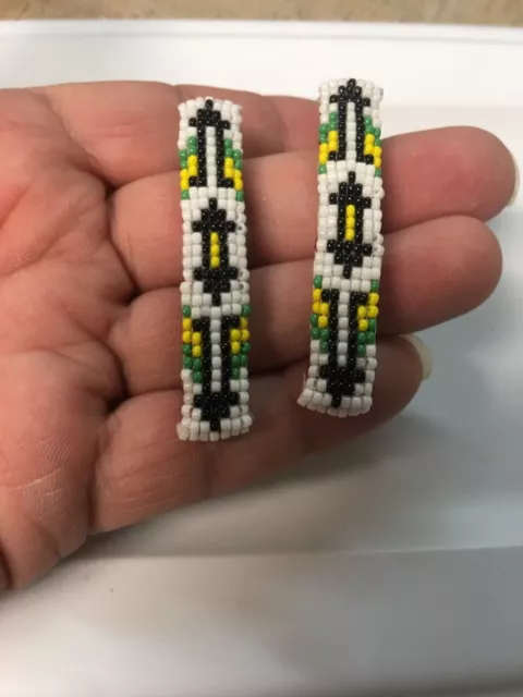 Navajo Indian Jewelry Hand Beaded 1 Pair Hair Clip Barrette Lucille Ramona #14