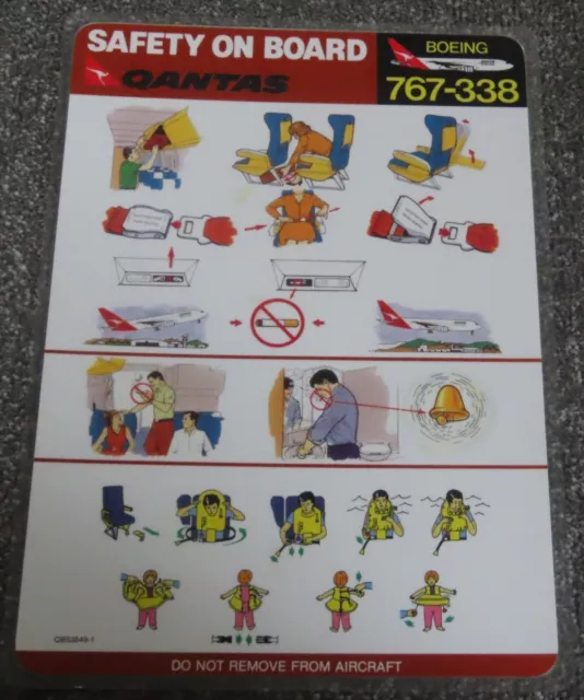 Qantas Boeing 767 338 Airline Safety Card