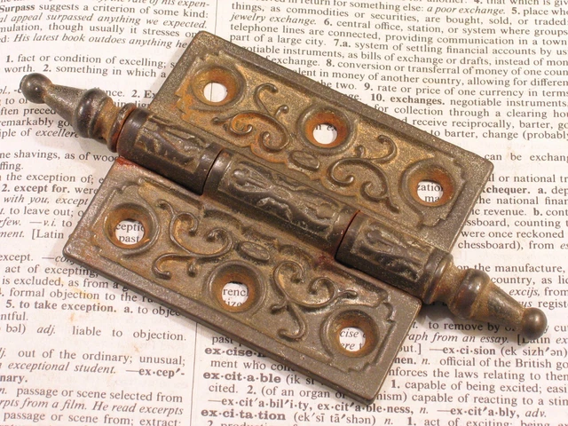 Victorian CLARK Mfg Steeple Tip Door Hinge 3x2-1/2 Antique Eastlake Hardware