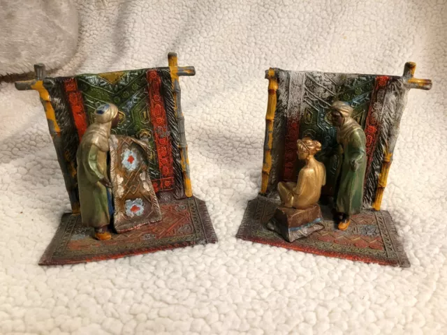 Vienna Bronze Carpet Vendor And Nude Woman Austria 5" high.