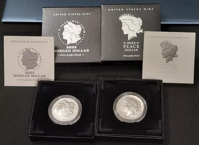2023 US Mint Unc. Morgan (23XE) & Peace (23XH) Silver Dollars Philadelphia Issue