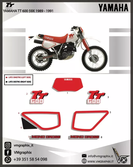 KIT Yamaha TT 600 59x 59 X 1988 - 1991 adesivi/grafiche/stickers/decal