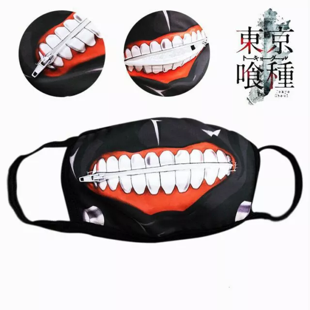 Tokyo Ghoul Kaneki Ken Cotton Face Masks Anime Zipper Mask Washable Cosplay Prop