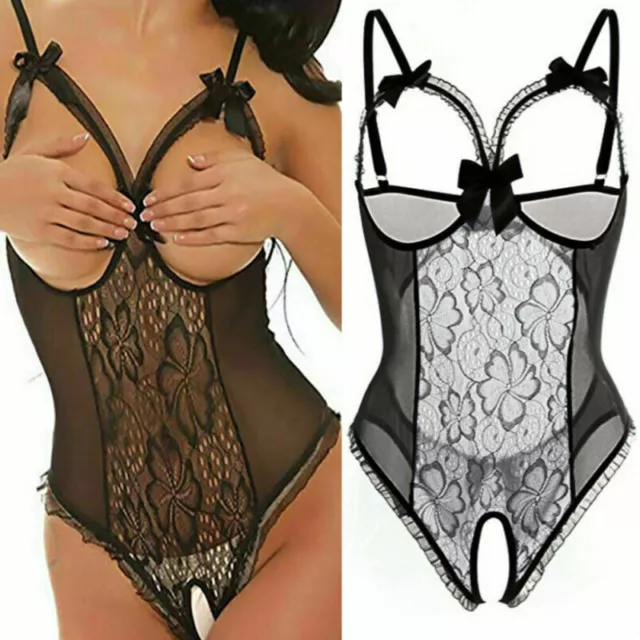 Women Sexy Lingerie Lace Babydoll Open Bra Crotch Body Underwear Nightwear