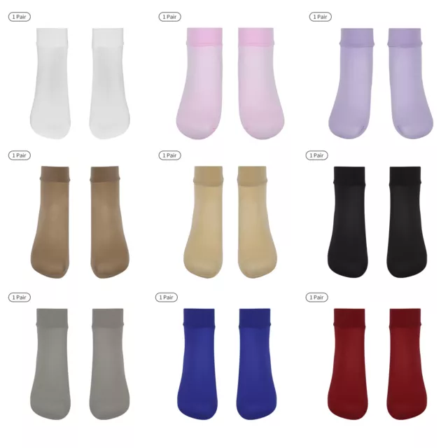 1 Pair Short Stockings Oily Silky Non-marking Ultra Thin High Elastic Tube Socks 2