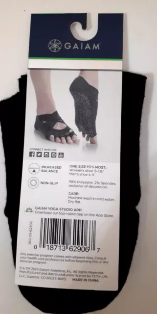 GAIAM STUDIO GRIPPY Yoga Socks All Grip No Slip Black One Size Fits Most NWT  $9.99 - PicClick