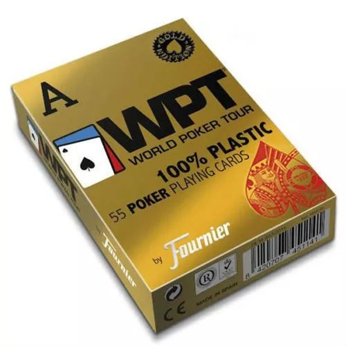 Fournier Wpt Gold Edition World Poker Tour Plastic Playing Cards Deck Red Jumbo