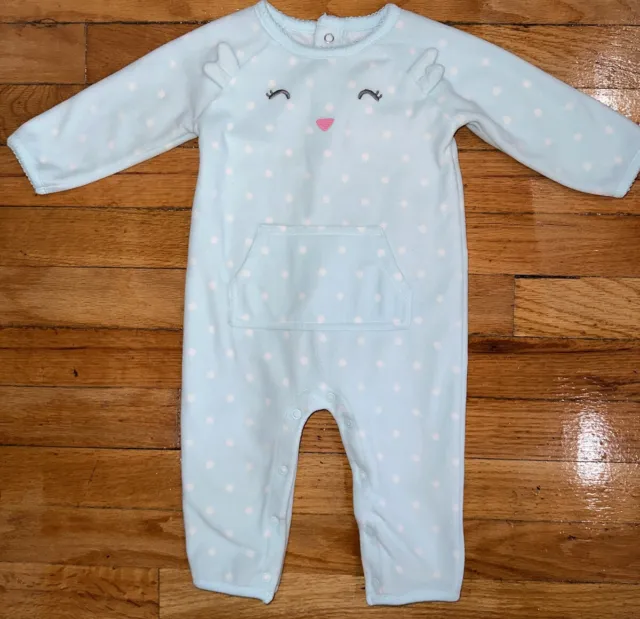 Carter's Baby Girl Infant Fleece Jumpsuit Coverall Romper Polka Dot 6 Months 3