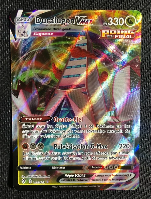 Carte ULTRA RARE Pokémon DURALUGON Vmax 123/203 FR EB07 Evolution Celeste Neuf