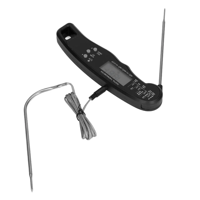 (Black)Double Needle Barbecue LCD Display Accurate Reading For Home For BBQ