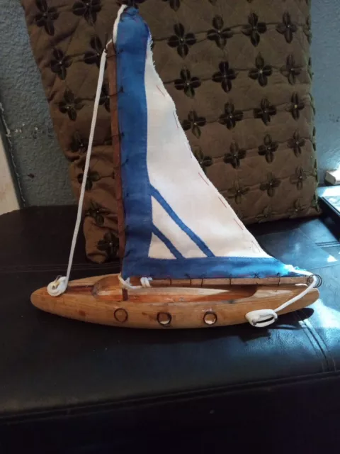 Vintage Wooden Sailboat W/ Modern Sail Restoration