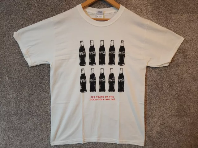Vintage Coca Cola Shirt Mens Medium White 100 Years Of The Coca Cola Bottle