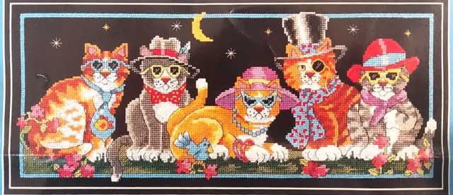 Sunset "Cool Cats" Counted Cross Stitch Kit 13581 open and unused