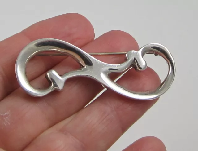 Estate Vintage Large Elegant Sterling Silver TAXCO Mexico Sand Cast Brooch Pin