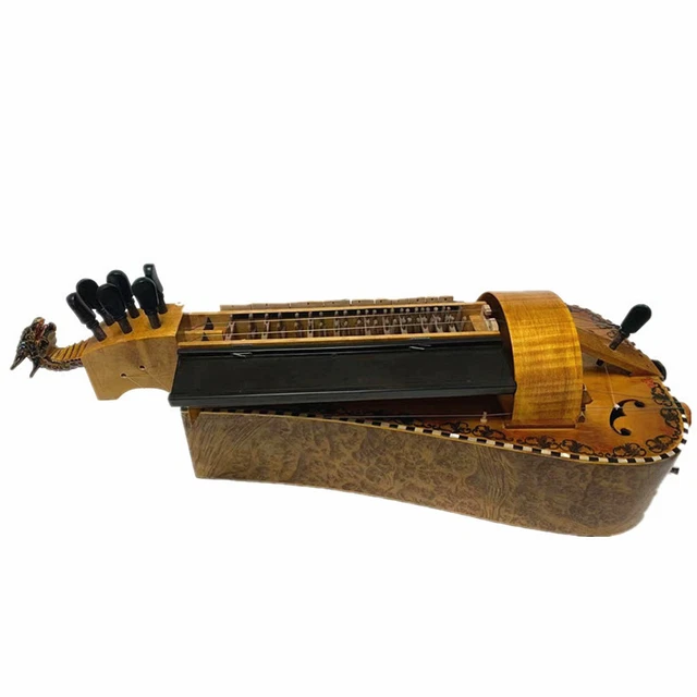 Excellent 6 cordes 23 touches virage hurdy, bois d'érable, coquille incrustée dragon sculpté 2