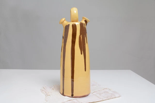 Botijo vintage barro vidriado español Earthware traditional Spanish pitcher