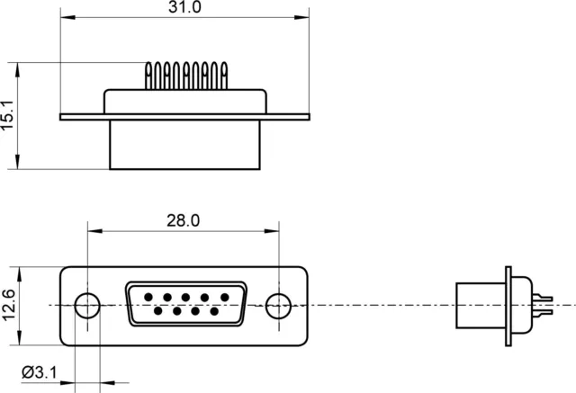 10 Stück Sub-D-Stecker 9-polig Lötkelch / SUBD 2