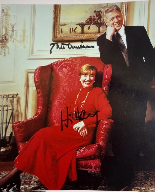 Authentic bill and hillary clinton autograph