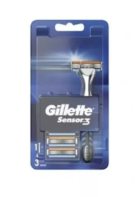 Gillette Sensor 3 Razor Handle +3 Blades New & Sealed