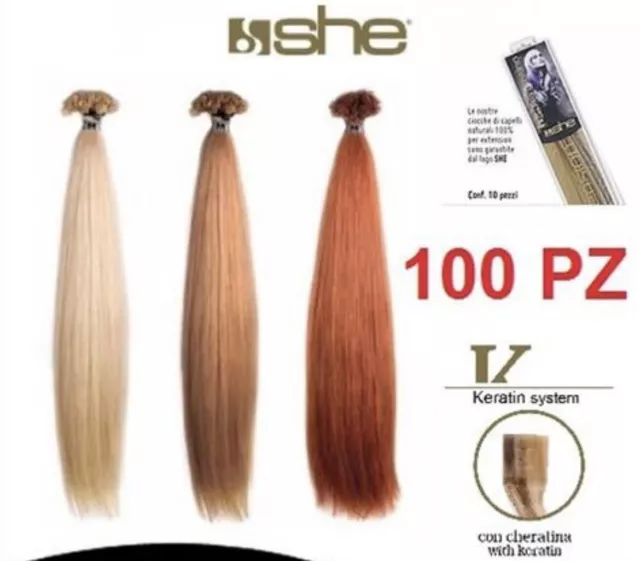 SHE EXTENSION 100 Ciocche Prolungamento SOCAP Capelli Naturali Cheratina 50cm