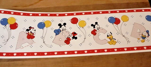 Disney Babies Wallpaper Border Vintage Dundee Baby Nursery 80s ABC Balloons 14'