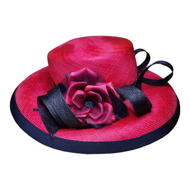 Cappello Jacques Verde Rosa & Navy Con Fiore Donna Occasione Speciale Corse Matrimonio