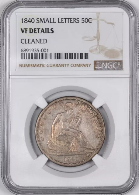 1840 Liberty Seated Silver Half Dollar (Small Date) 50C - NGC VF Details -