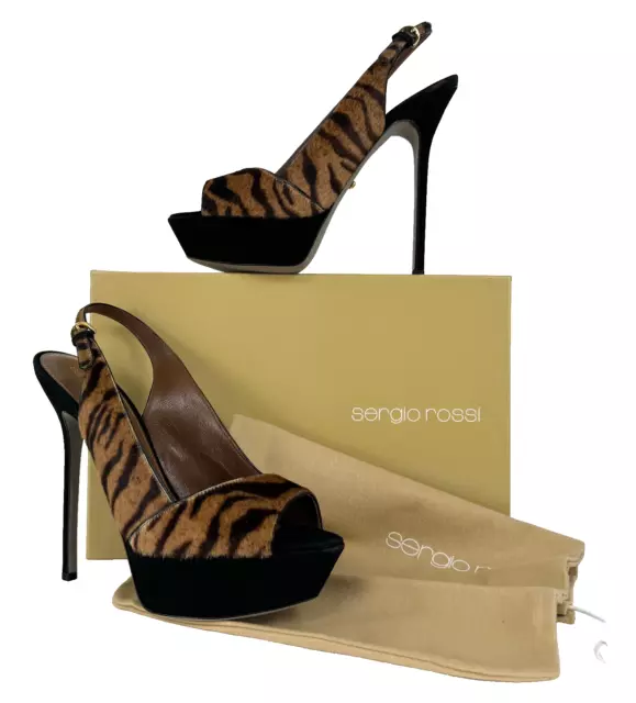 Sergio Rossi $840 NIB 9.5 US 39.5 EU Animal Print Suede Platform Heels Shoes Bag