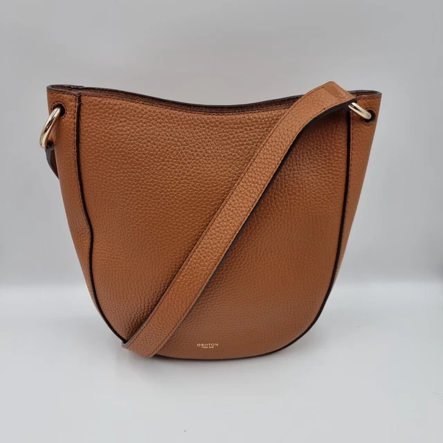 OROTON AVALON COGNAC Genuine Leather Mini Hobo Shoulder Crossbody