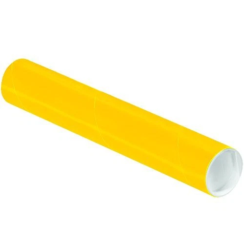 Partners Brand PP2012Y Mailing Tubes with Caps 2" x 12" Yellow Pack of 50