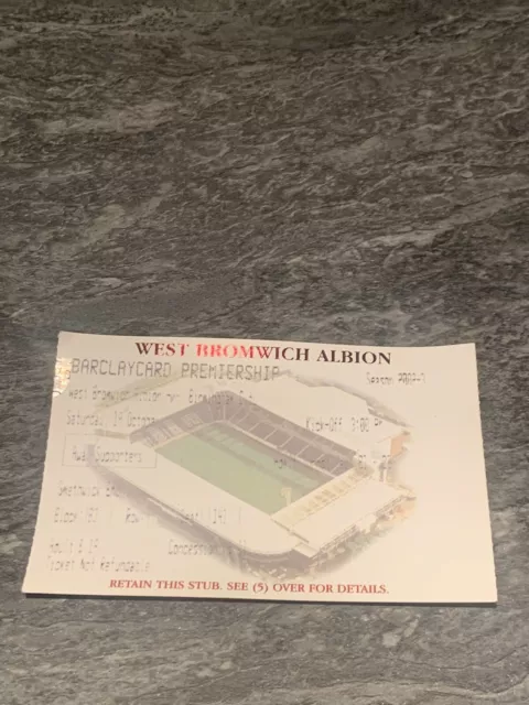 West Bromwich Albion v Birmingham City Football Ticket Premiership 2002