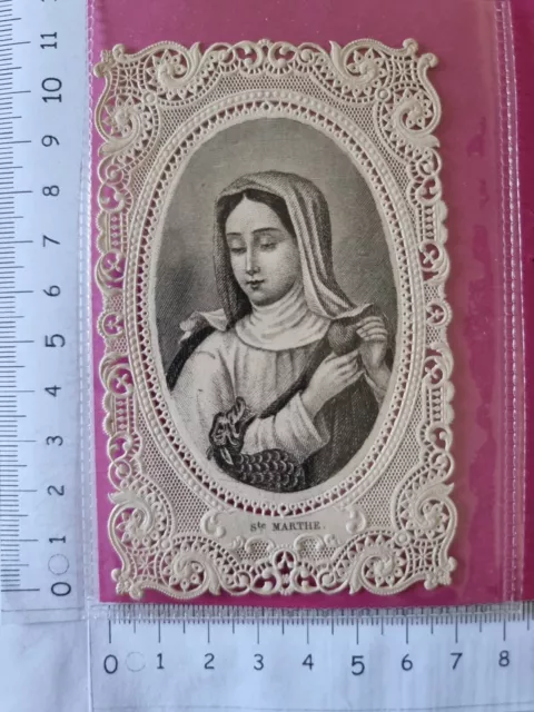 6023 - Santino Merlettato Holy Card Santa Marta Originale