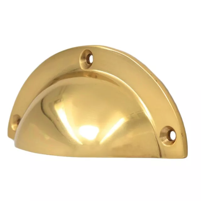 POLISHED SOLID BRASS Kitchen Cupboard Door Cabinet Drawer Shell Cup Pull Handle