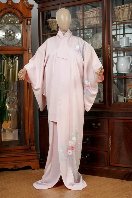 Dear Vanilla Japanese Silk Kimono Women's Robe Gown Authentic Japan Vintage Mint
