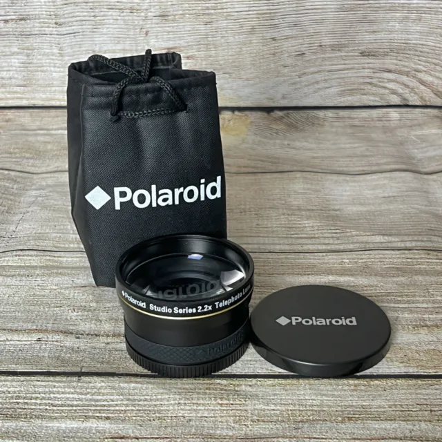 Teleobjetivo de alta definición Polaroid Studio serie 2,2x 58 mm tapas y estuche para lentes
