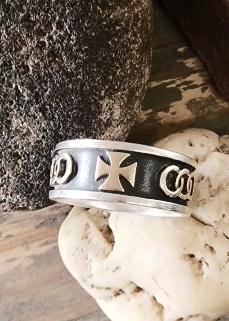 Retired James Avery Size 10 Maltese Cross Ring 14kt Gold and Sterling Silver