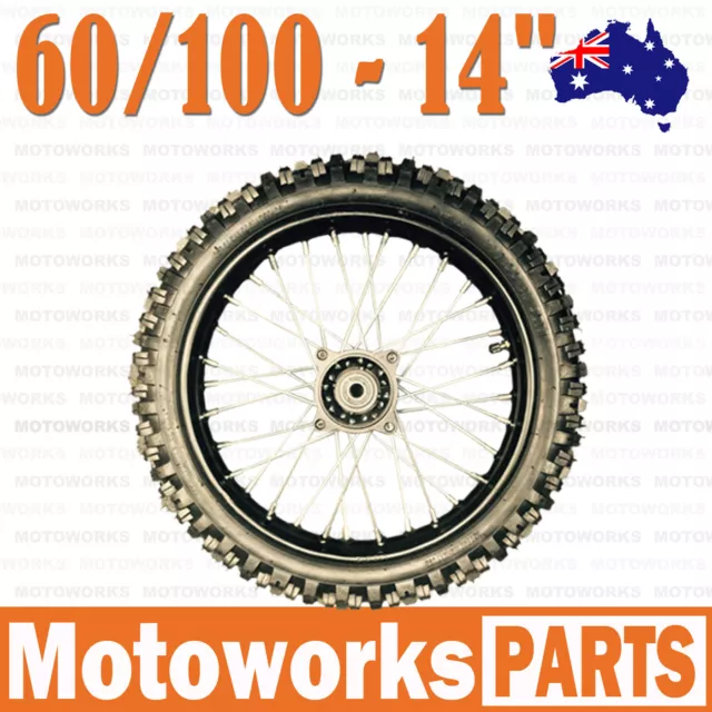 60/100 - 14" Inch Tire & Rim Front Wheel 70cc 110cc 125cc Dirt Pit Trail Bike S
