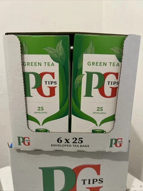 PG TIPS GREEN Tea Envelope Tea Bags 25 Pack X 6 (150 Envelopes Total) £ ...