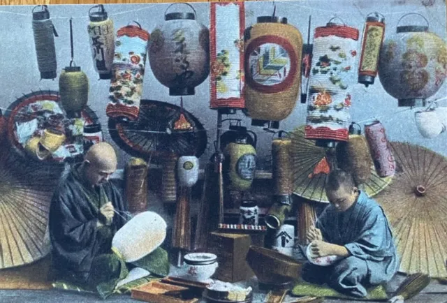 OLD JAPAN - Lantern Makers from Old Japan - Reproduction Postcard - unposted