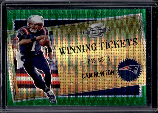 2020 Contenders Optic Cam Newton Winning Tickets Green Pulsar Prizm #21/27