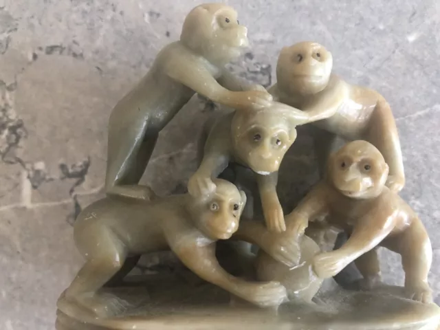 Antique Chinese Jade Excellent Carved Monkey Figure Statue Very Unique Art