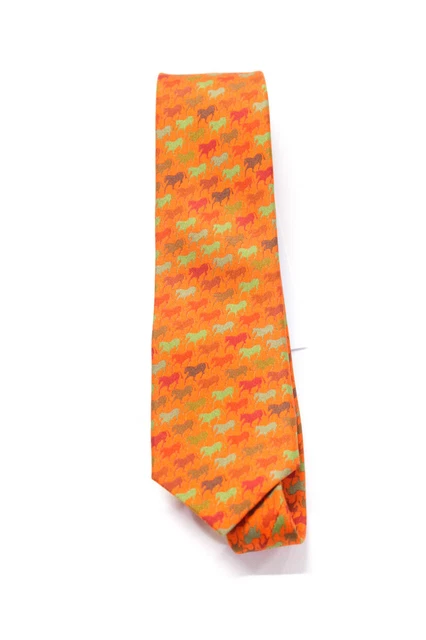 Hermes Boys One Size Animal Print Tie Orange