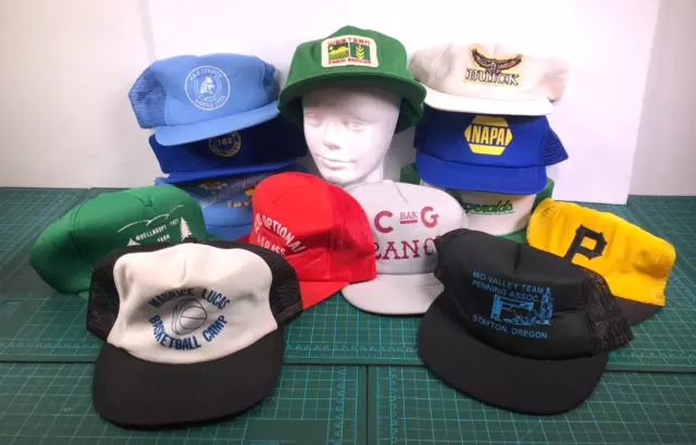 LOT of 13 Mesh Snapback Trucker HATS Mesh Farmer AUTO MLB Teamsters Buick VTG