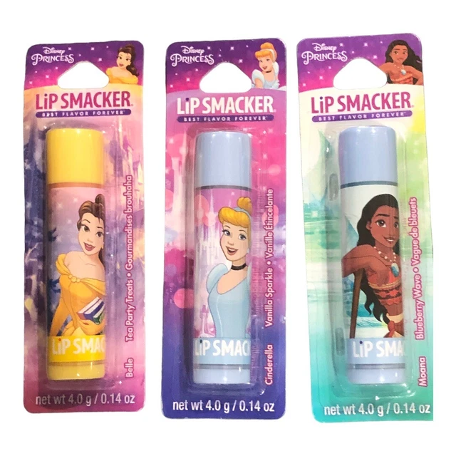 3pack Disney princess Belle Cinderella Moana lip smacker lip balms