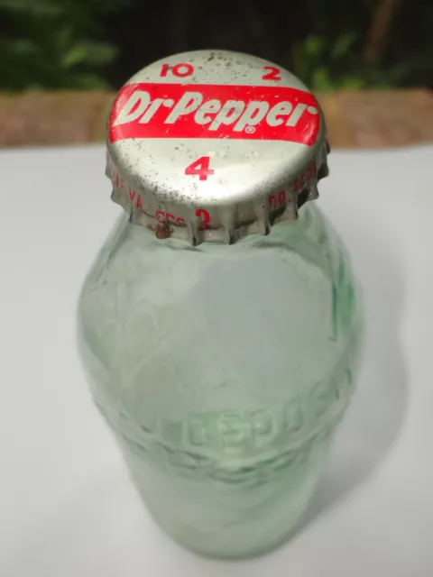 Rare DR PEPPER Glass Bottle STUBBY GRENADE with CORK Lined 10-2-4 BOTTLE CAP